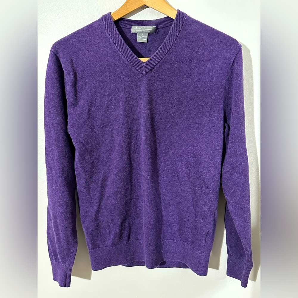 Daniel Cremieux Signature Collection Purple Supima Cotton V-Neck Sweater S